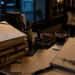 Maison d’édition Toulouse : bureau avec manuscrits et catalogue