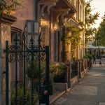Quartier chalets Toulouse, rue calme au coucher du soleil