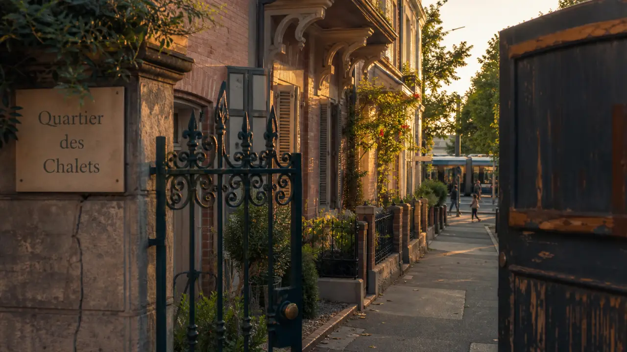 Quartier chalets Toulouse, rue calme au coucher du soleil