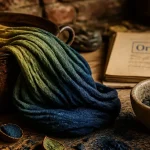 toulouse pastel : écheveau teinté et pastel en poudre sur cuivre
