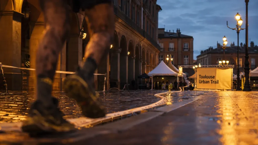 Toulouse trail : coureur sur le cours Dillon, départ urban trail 9 14 24 km