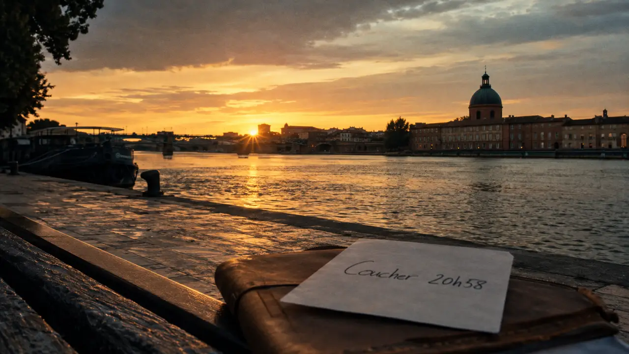 coucher du soleil toulouse à 20h58 au bord de la Garonne