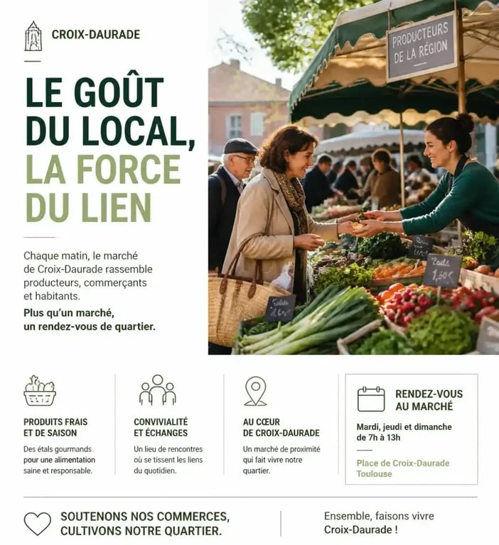 Le marché hebdomadaire de Croix-Daurade, un lieu de vie essentiel dans le quartier Croix-Daurade