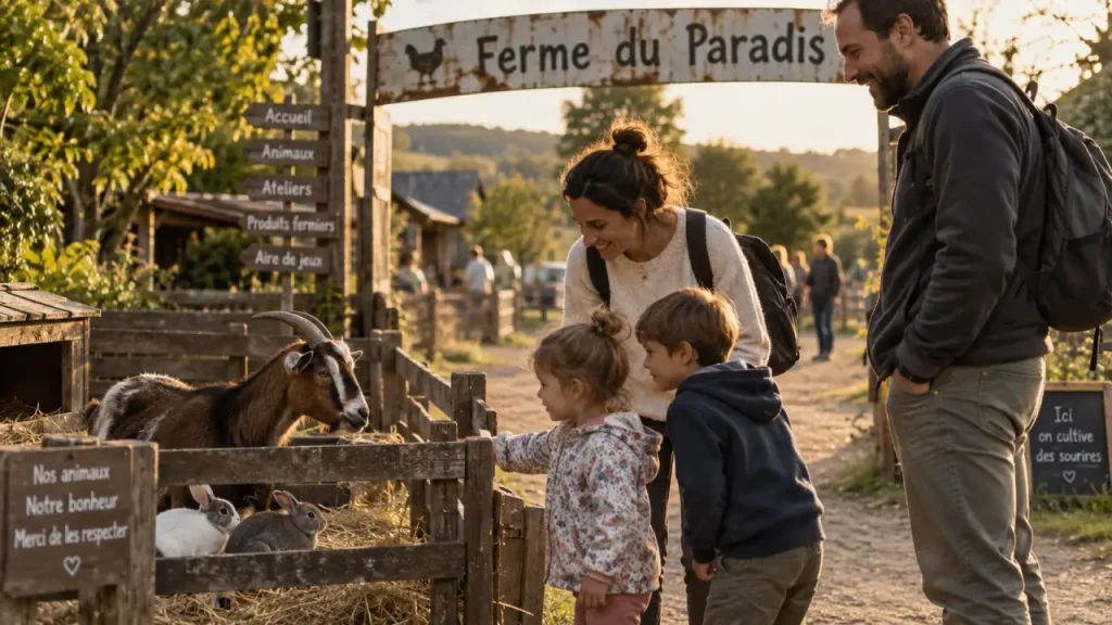 Parc ferme Toulouse : famille découvre chèvres et lapins en ferme pédagogique